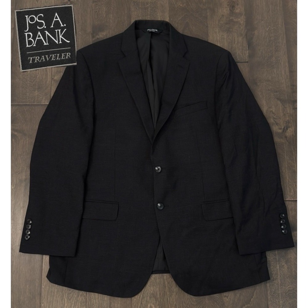 Jos A Bank Mens 44R 100% Wool Dark Grey Traveler Blazer Suit Jacket